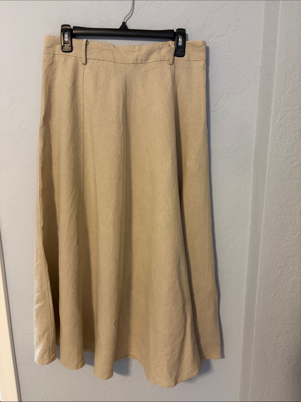 Zara Neutral A-Line Midi Skirt in Beige
